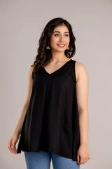 Chic Rayon Top with Box-Pleated Design