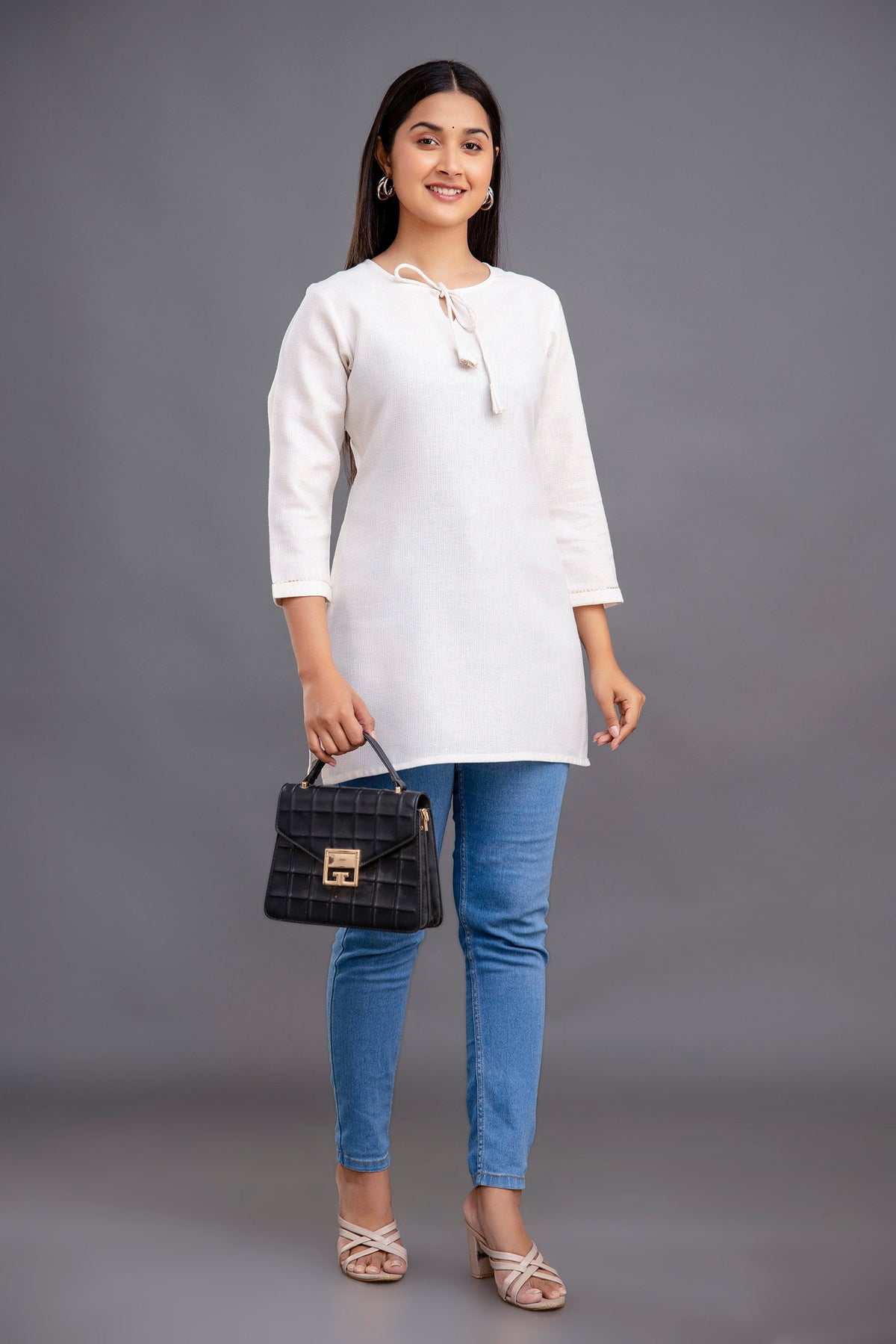 Off-White Flex Cotton Tassel Detail Top