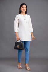 Off-White Flex Cotton Tassel Detail Top