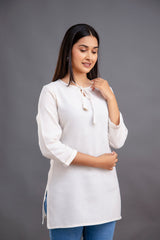 Off-White Flex Cotton Tassel Detail Top