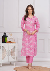 Pure Cotton Embroidered 3Pc Kurta, Pant, and Dupatta Set