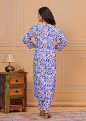 Floral Printed Cotton Embroidered 3Pc Kurta, Pant & Dupatta Set
