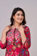 Embroidered Kurta Set with Stylish Pleated Pants