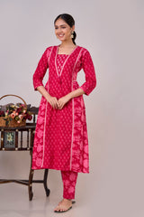 Pure Cotton Printed Embroidered 3PC Kurta Set